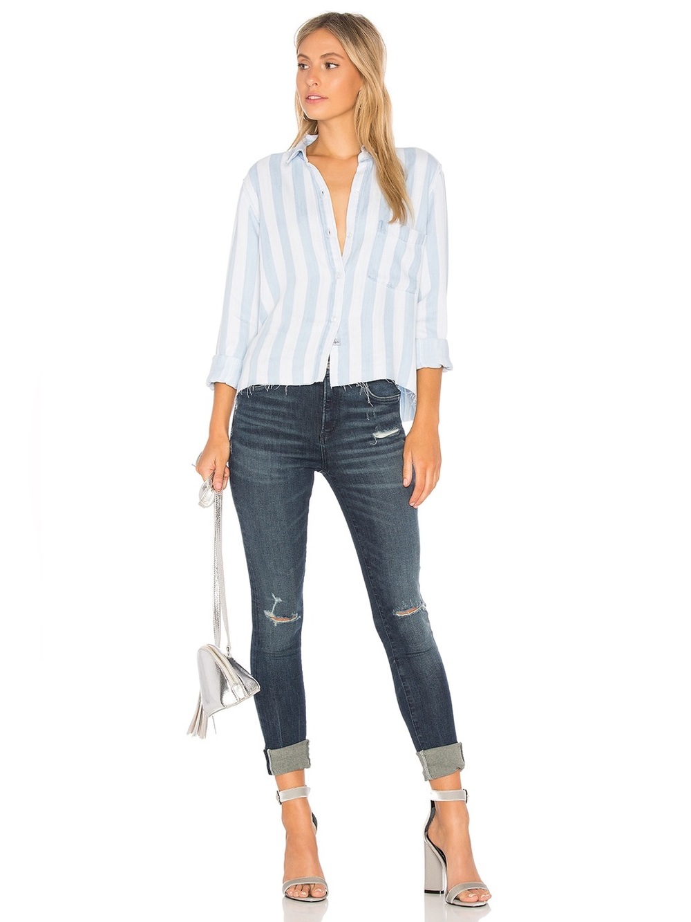AGOLDE Dare Blue Distressed High Rise Sophie Skinny Jeans